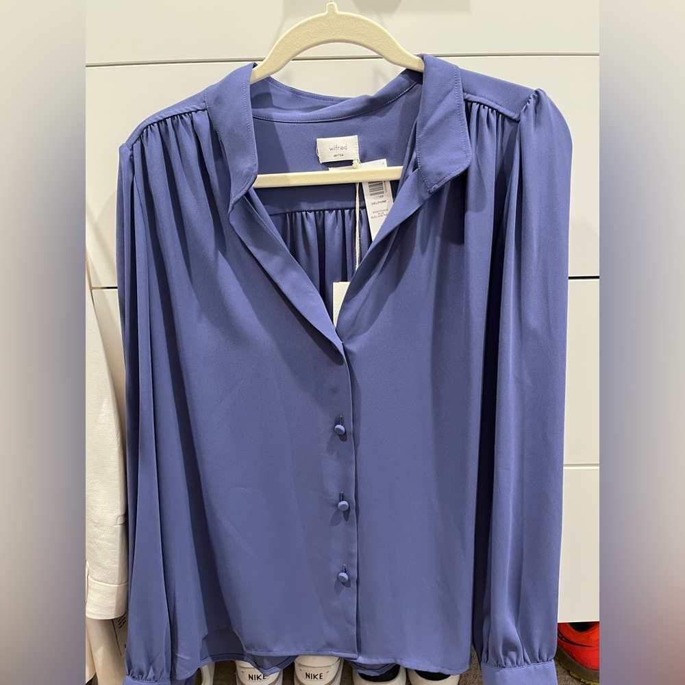 Aritzia Wilfred Blue Button-Up Blouse